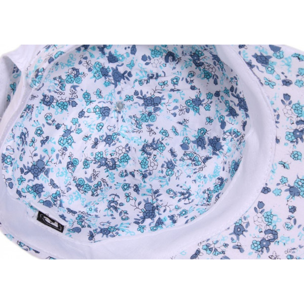 Casquette enfant blanche fleurs bleu