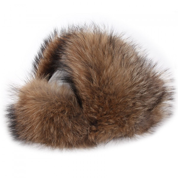 chapka cuir blanc et fourrure raton laveur en toque