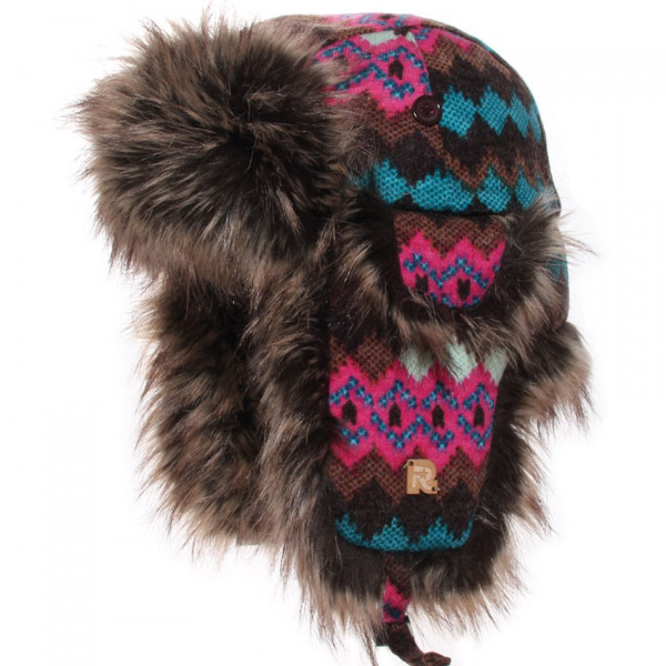 chapka tissu coloré et fausse fourrure