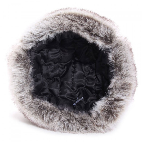 chapka synthétique grise et fausse fourrure doublée polyester