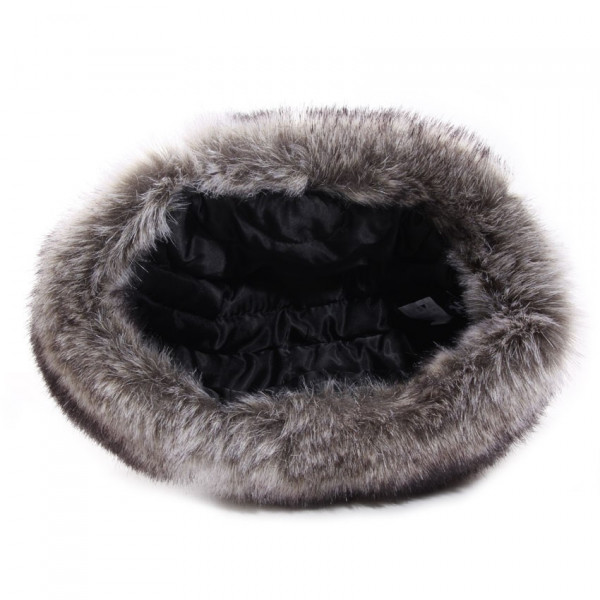 chapka grise argentée et fausse fourrure doublée polyester