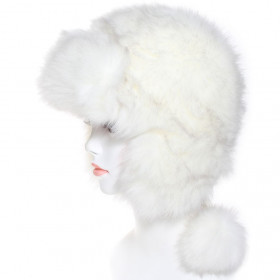 chapka blanche fausse fourrure