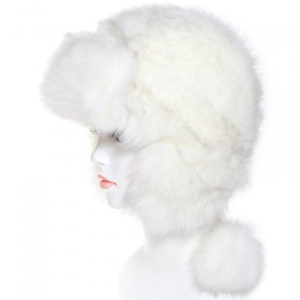 chapka blanche fausse fourrure