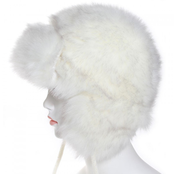 chapka blanche fausse fourrure