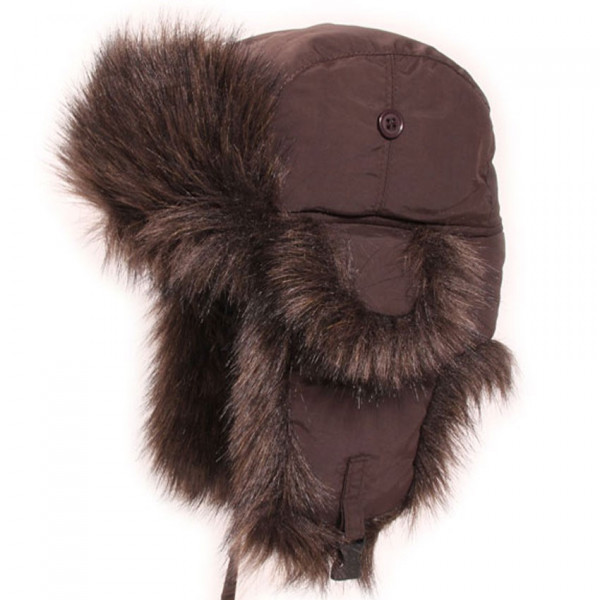 chapka synthétique marron et fausse fourrure