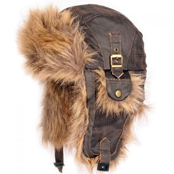 chapka vintage marron pour homme et fausse fourrure