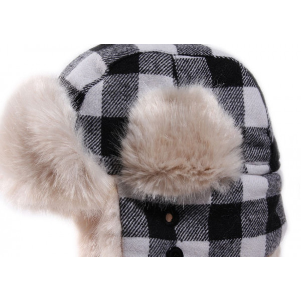 chapka canadienne noir et blanche pour enfant