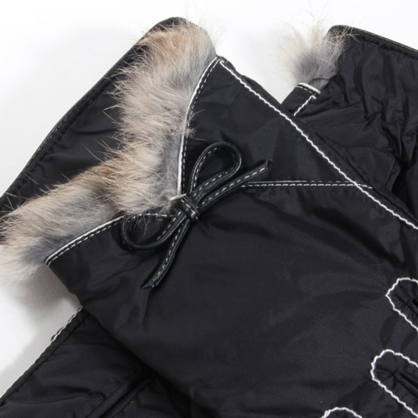 gant noir avec fourrure de lapin