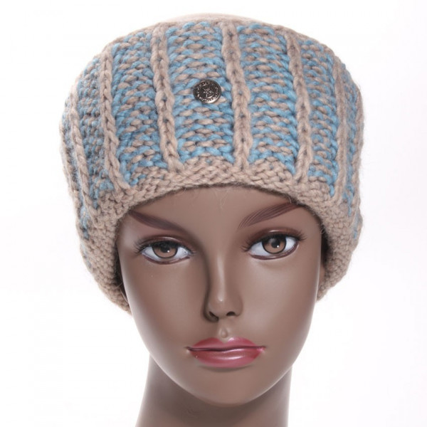 bandeau de ski laine beige et bleu