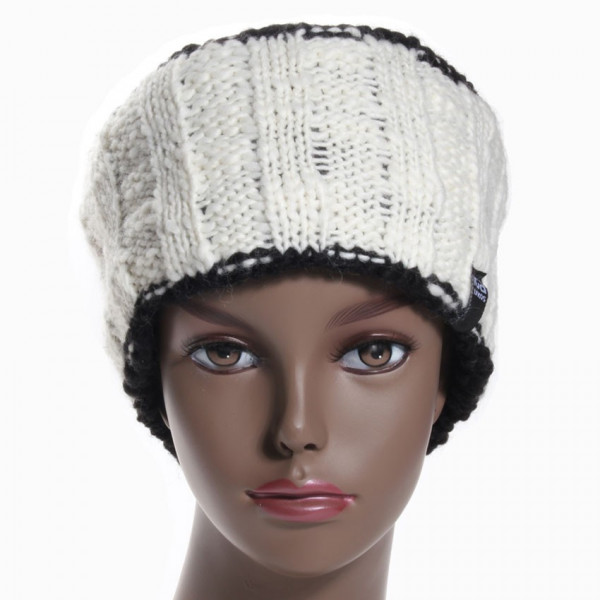 bandeau de ski tricot beige