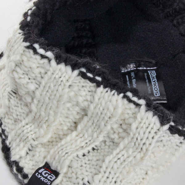 bandeau de ski laine tricot beige doublé polaire