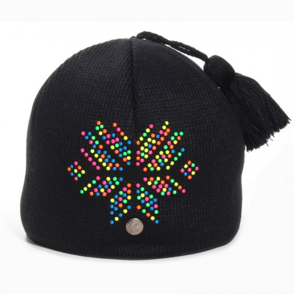 bonnet femme coloris noir avec perles