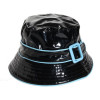bob de pluie ciré noir et turquoise