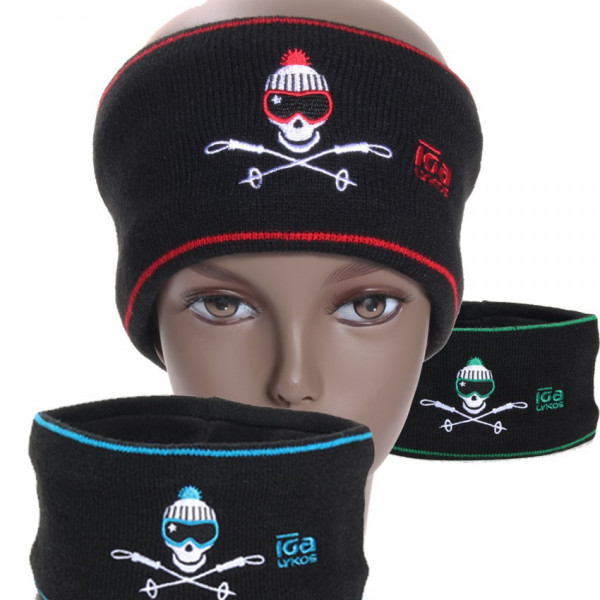 bandeau de ski noir et rouge
