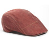 casquette plate en lin bordeaux surpiqué