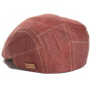 casquette plate en lin bordeaux surpiqué