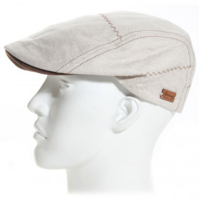 casquette plate lin beige surpiquée