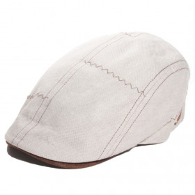 casquette plate lin beige surpiquée