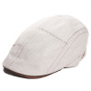 casquette plate lin beige surpiquée