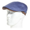 casquette plate en li bleu et visière gansée