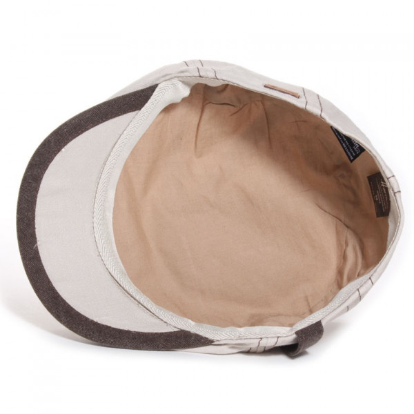 casquette plate en lin beige doublée coton