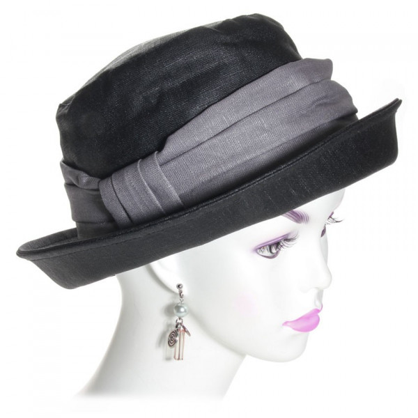 chapeau pluie en lin noir