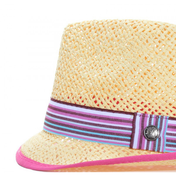 chapeau de paille gros grain multicolore