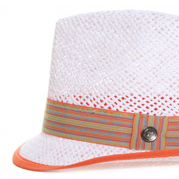 chapeau paille blanc et orange
