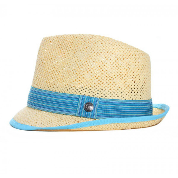 chapeau paille enfant gros grain bleu