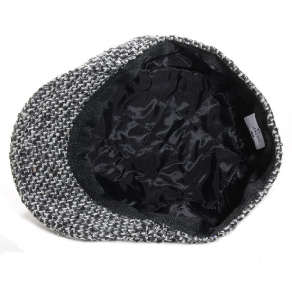 casquette gavroche laine tweed gris doublure polyester