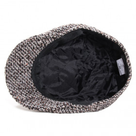 casquette gavroche tweed marron doublée polyester