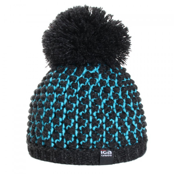 bonnet court coloris noir et turquoise