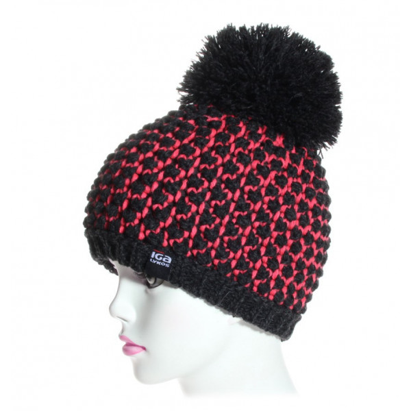 bonnet laine noir et fushia