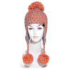 bonnet péruvien laine orange multicolore