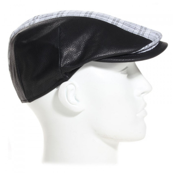 casquette cuir et coton coloris noir