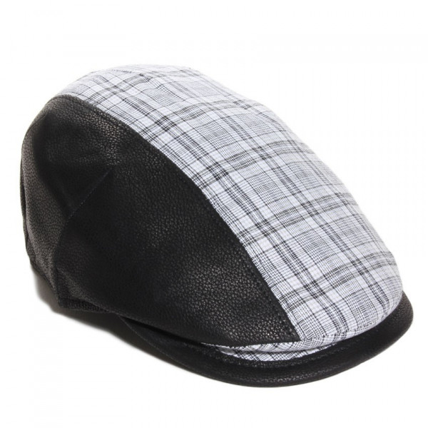 casquette cuir et coton coloris noir visière gansée