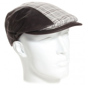 casquette cuir et coton marron