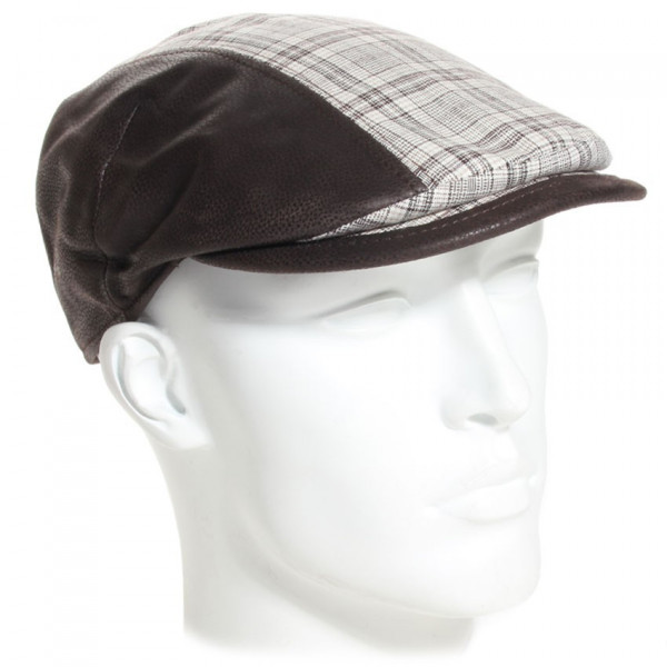 casquette cuir et coton marron