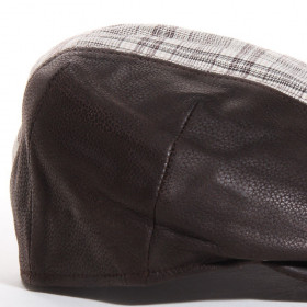 casquette cuir et coton marron