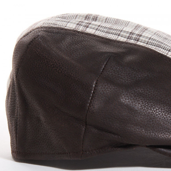 casquette cuir et coton marron