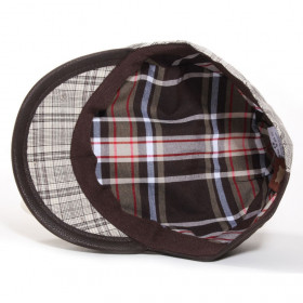 casquette cuir et coton marron doublure coton