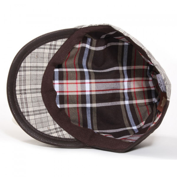 casquette cuir et coton marron doublure coton