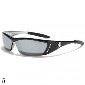 lunette de soleil lentille miroir vision noir monture noir brillant et gris