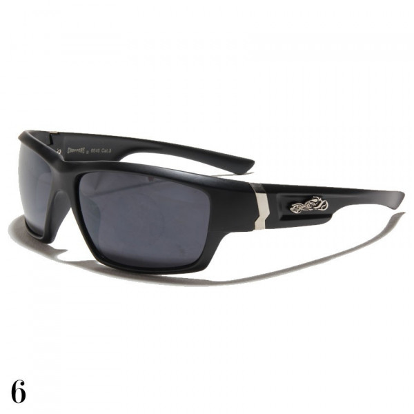 lunette de soleil monture noir et logo moto