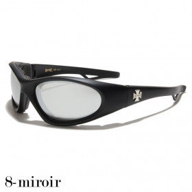 lunette de soleil verre miroir vision grise monture noir mat