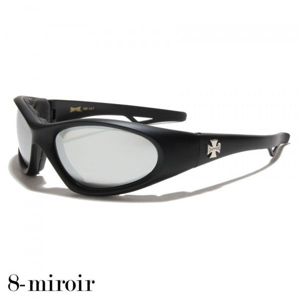 lunette de soleil verre miroir vision grise monture noir mat