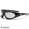 lunette de soleil verre miroir vision grise monture noir brillant