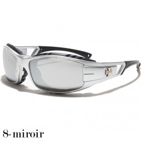 lunette de soleil verre miroir vision grise monture argent
