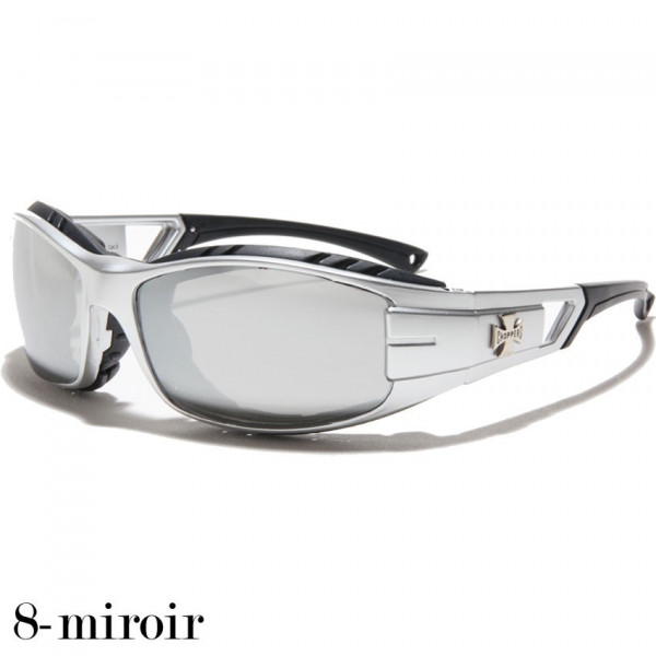 lunette de soleil verre miroir vision grise monture argent