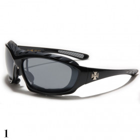 lunettes de soleil vision grise monture noir brillant et gris